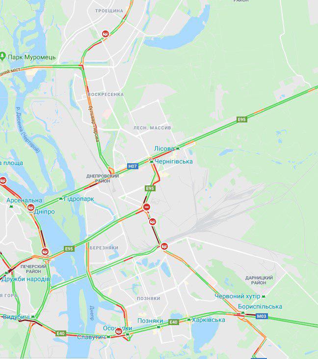 Київ увечері скували численні затори